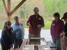 Macroinvertebrate entomology uses “bugs” from a nearby stream and is linked to a display of the flies that mimic the developmental and adult insect stages.