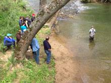 The stream technique instruction focuses on fly presentation and line management.