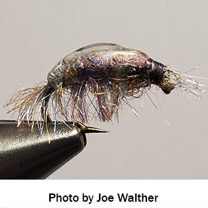 Rainbow scud fly tied by Joe Walther