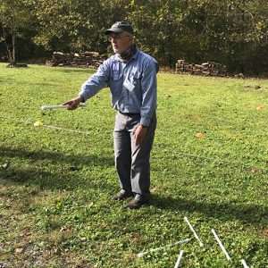 Instructor showing technique of how to cast a fly rod